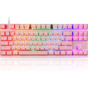 MOTOSPEED Professional Gaming Mechanical Keyboard RGB Led Backlit Wired with Anti-Dust Proof Switches for Gaming Keyboard for Mac & PC (Pink, 87 Key Red Switches)