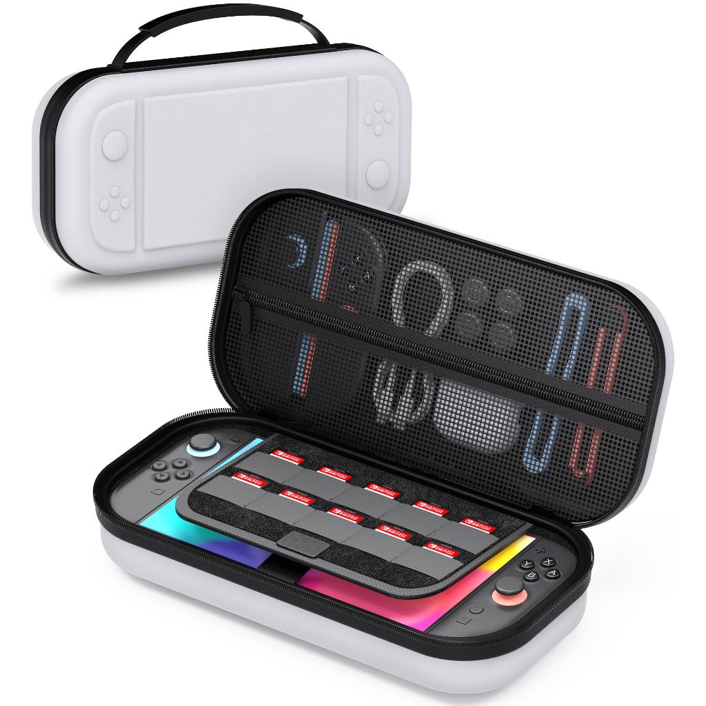 STARTRC GAMES Switch 2 Large Capacity Carrying Case for Nintendo Switch 2 (2025), Portable PU Hard Travel Case with Pockets for Accessories and Game Cards, Slim Protective Bag for Switch 2 Holds 10 Game Cartridge