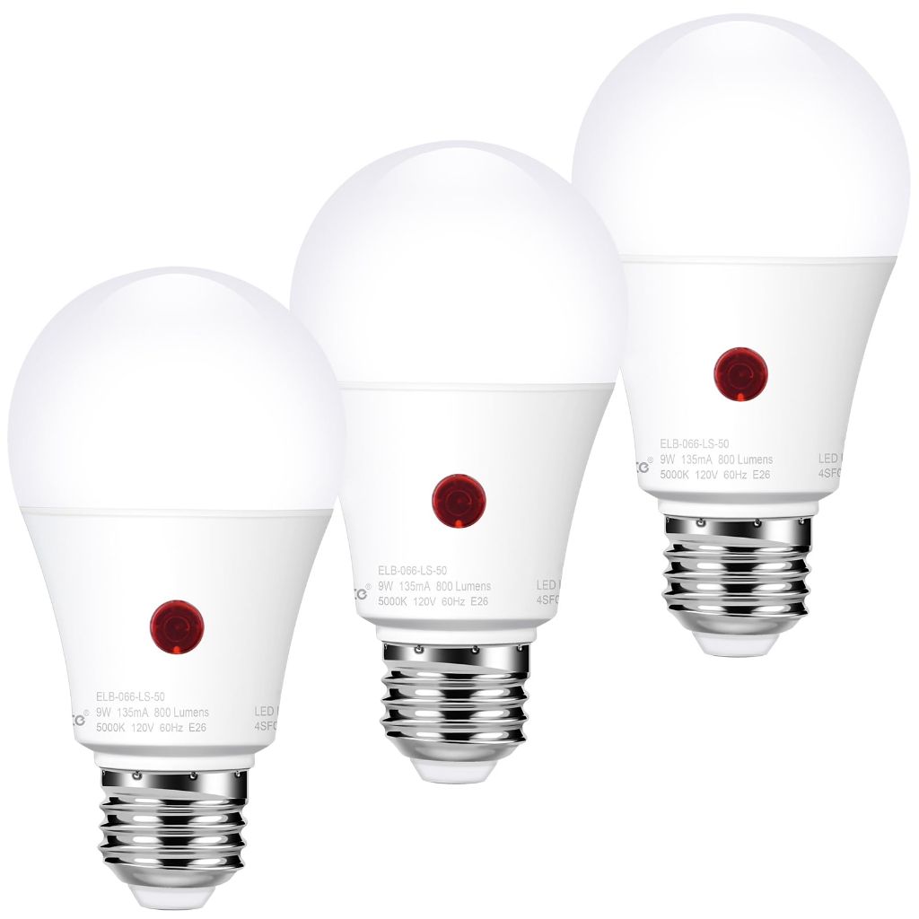 Emotionlite Sensor Light Bulbs Outdoor, Neutral White LED Bulbs, 60 Watt Equivalent