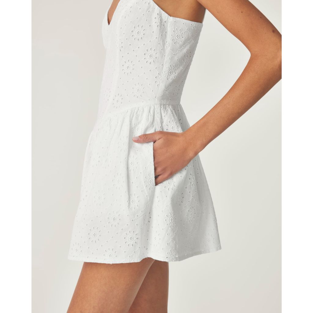 Florence by mills Women's Garden Party Eyelette Smocked Mini Dress, White, X-Large