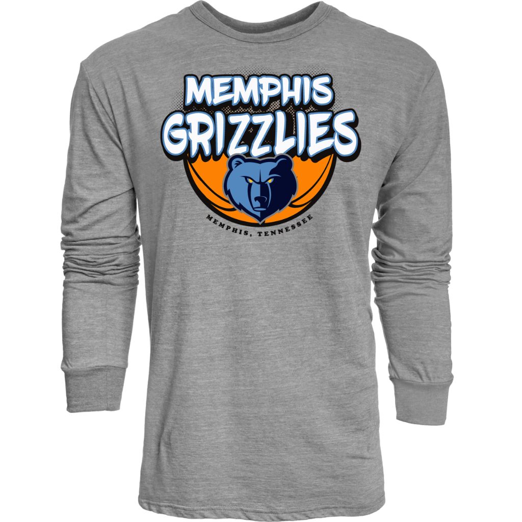 Memphis Grizzlies Adult Long Sleeve T-Shirt, Heather Gray - size M