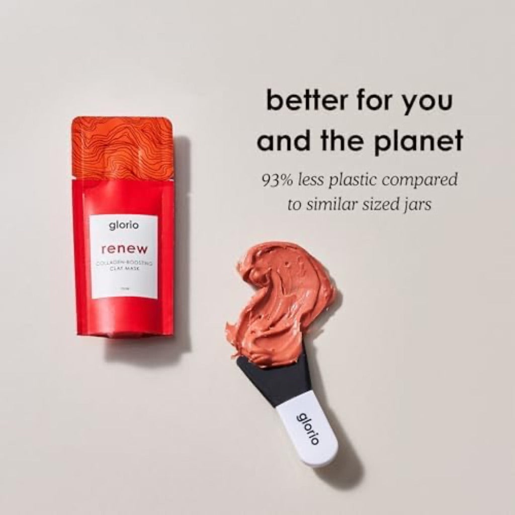 Glorio Renew Collagen Boosting Clay Face Mask Treatments to Reduce Lines & Wrinkles - 8 Masks & 1 Applicator