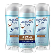 Secret Women's Aluminum Free Solid Deodorant Stick - Coconut, 2.4 oz (3 Pack)