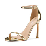 SZ 11, Perixir Dressy Sandals Ankle Strap Heel Dainty Rope Stiletto Heel | Gold