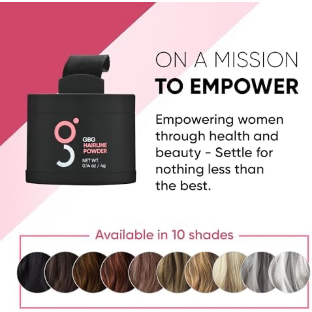 GBG Hairline Powder, Black - 48-Hour Coverage Root Touch Up Powder for Bald Spots, Instant Hair Loss Concealer & Brightening Highlights - Hair Fillers for Thinning Hair for Women & Men, 4g