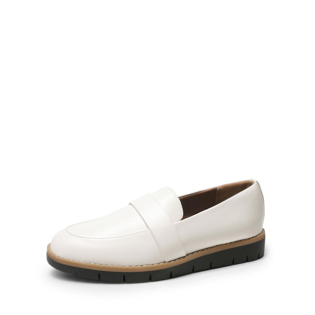 DREAM PAIRS Women's Loafers, Slip-On Business Casual Work Shoes,Size 10, White
