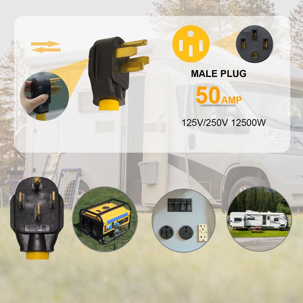 Welder Power Adapter Cord, NEMA 14-50P 4 pole Male Plug to 6-50R 3 Slot Female Receptacle outlet