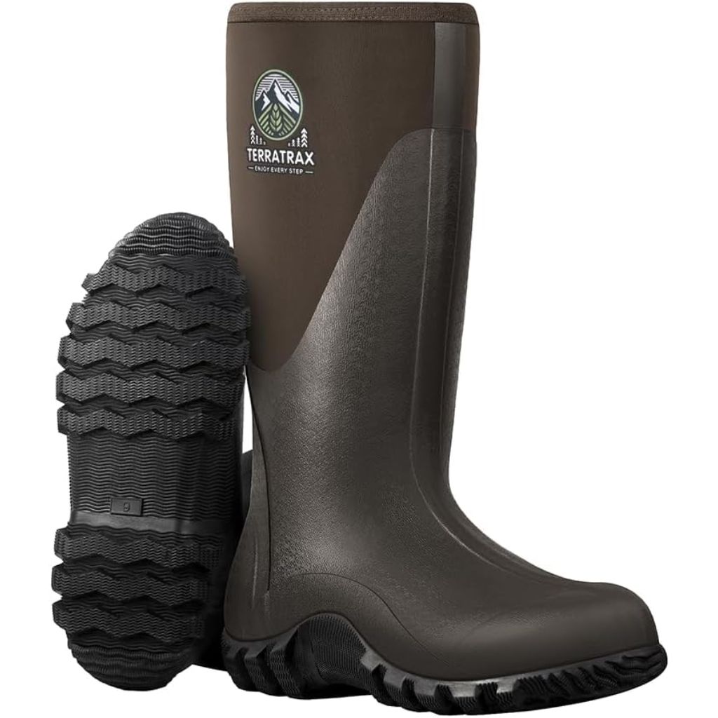SZ 10, Men's Waterproof Rubber Muck Boots - Insulated Mid-Calf Rain & Mud Boots