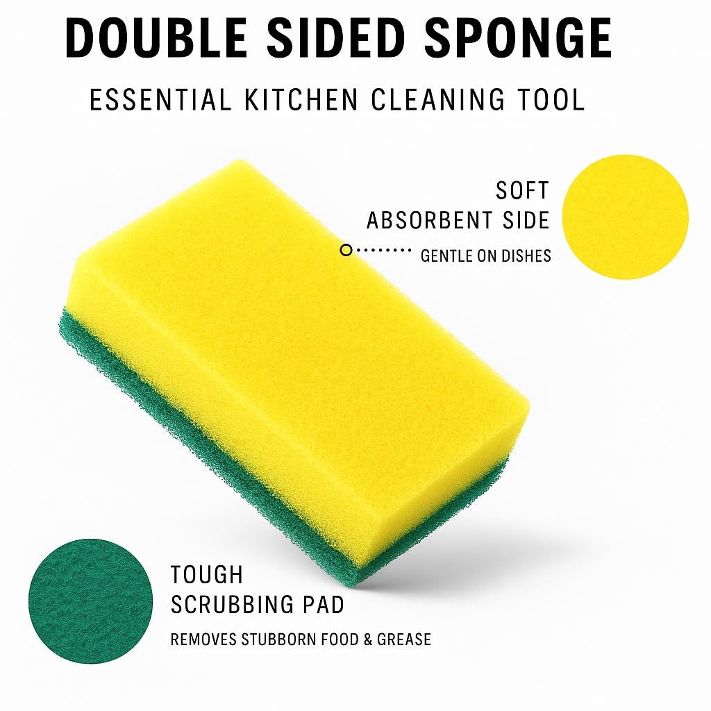 The FaarSky Double-Sided Kitchen Cleaning Sponges, 10-Pack, Heavy-Duty Scrubbing and Soft Absorbent Sides, Non-Scratch