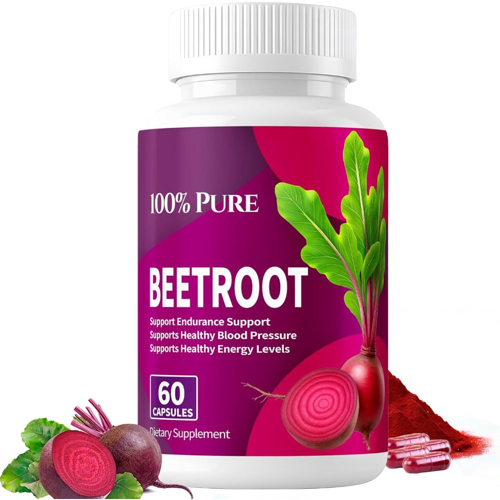 100% Pure Beet Root Powder 1300mg - 60 Capsules