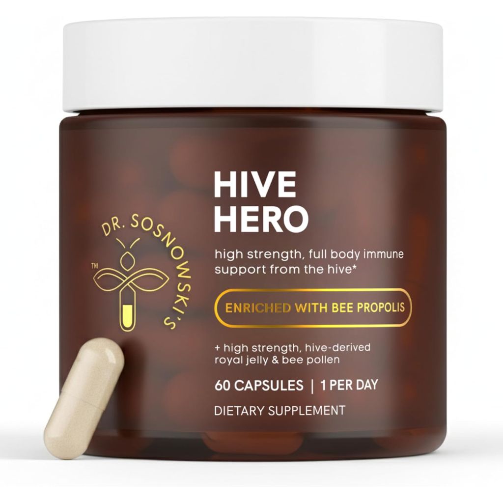 Dr Sosnowski's Hive Hero – Propolis, Royal Jelly & Bee Pollen Supplement – Triple Hive Action for Daily Wellness – 60 Vegetable Capsules