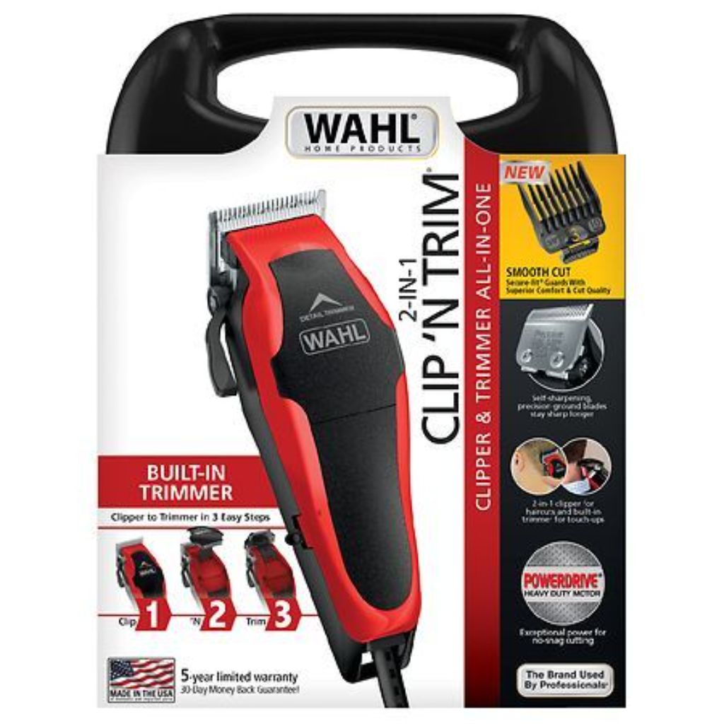 Wahl Clipper Clip 'N Trim 2-in-1 Corded Clipper/Trimmer Kit 79900-1501 (Red)