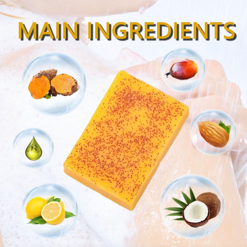ANEFOSE Turmeric Soap Bar and African Net Sponge, (2)