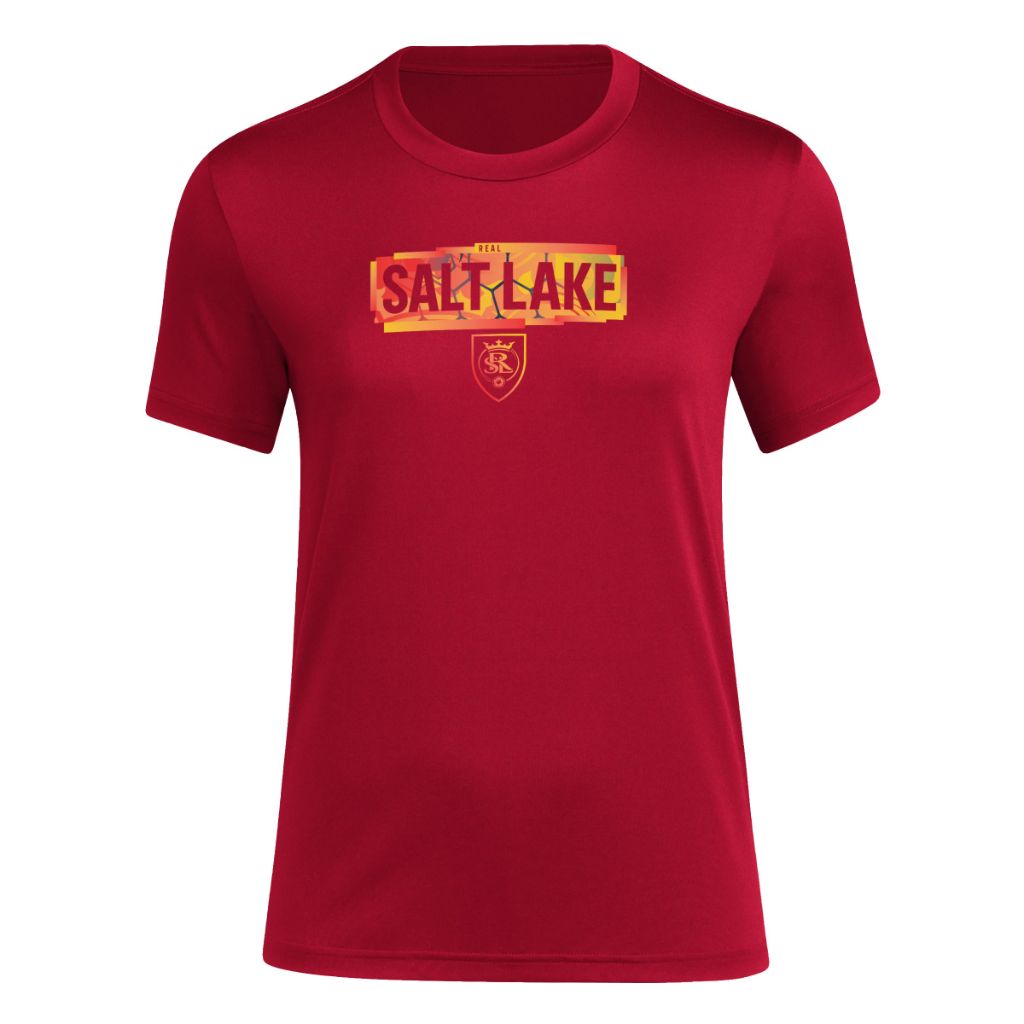SZ XLT, Adidas Women's Real Salt Lake Local Pop Short Sleeve Pre-game T-shirt, Team Victory Red