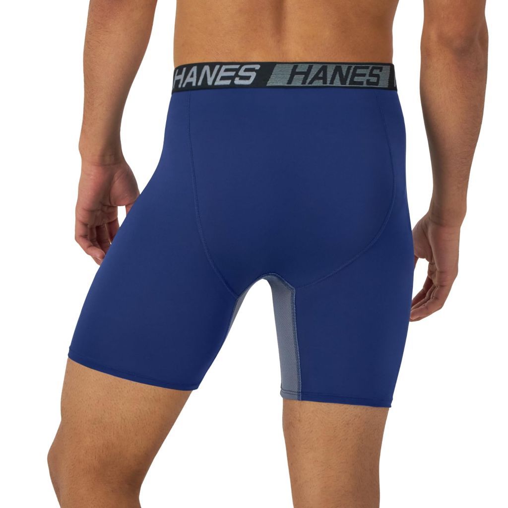 Hanes Men's Total Support Pouch Boxer Briefs - Blue/Black/Gray, Size M (3 Pair)