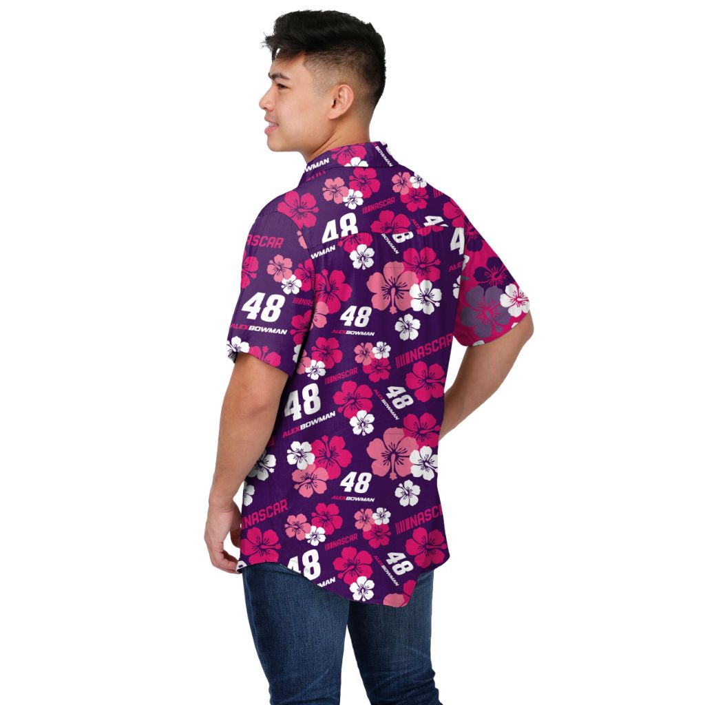 SZ L, FOCO NASCAR Alex Bowman Mens Split Color Floral Button Up