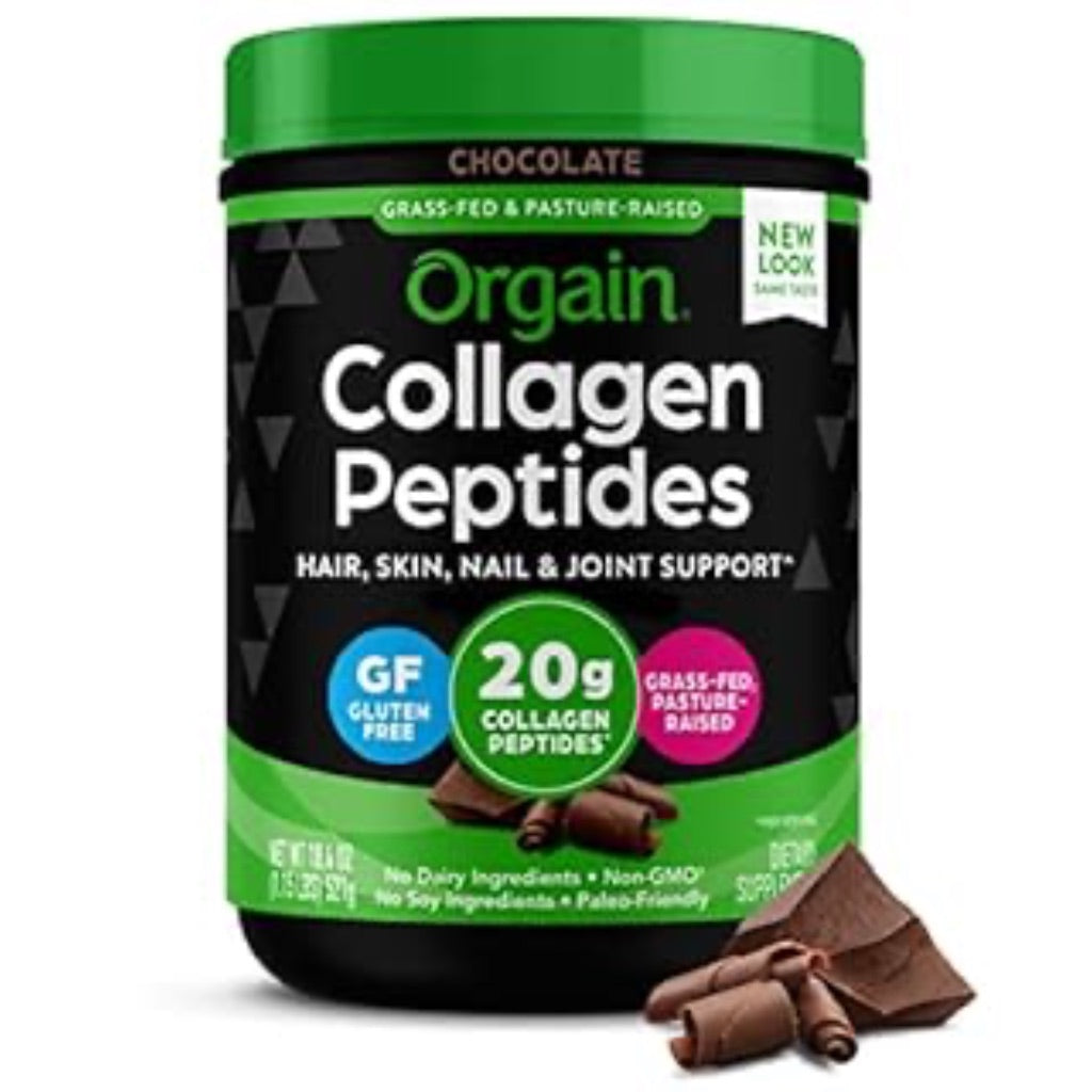 Orgain Hydrolyzed Grass-Fed Collagen Peptides Powder Type I & III, 1.15lb - Chocolate