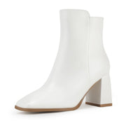 IDIFU White Ankle Boots for Women, White - size 9.5
