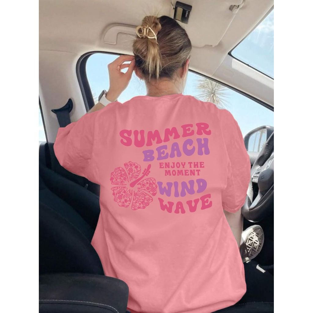 UOUA Women Oversized Graphic T-Shirt Cotton - Size M