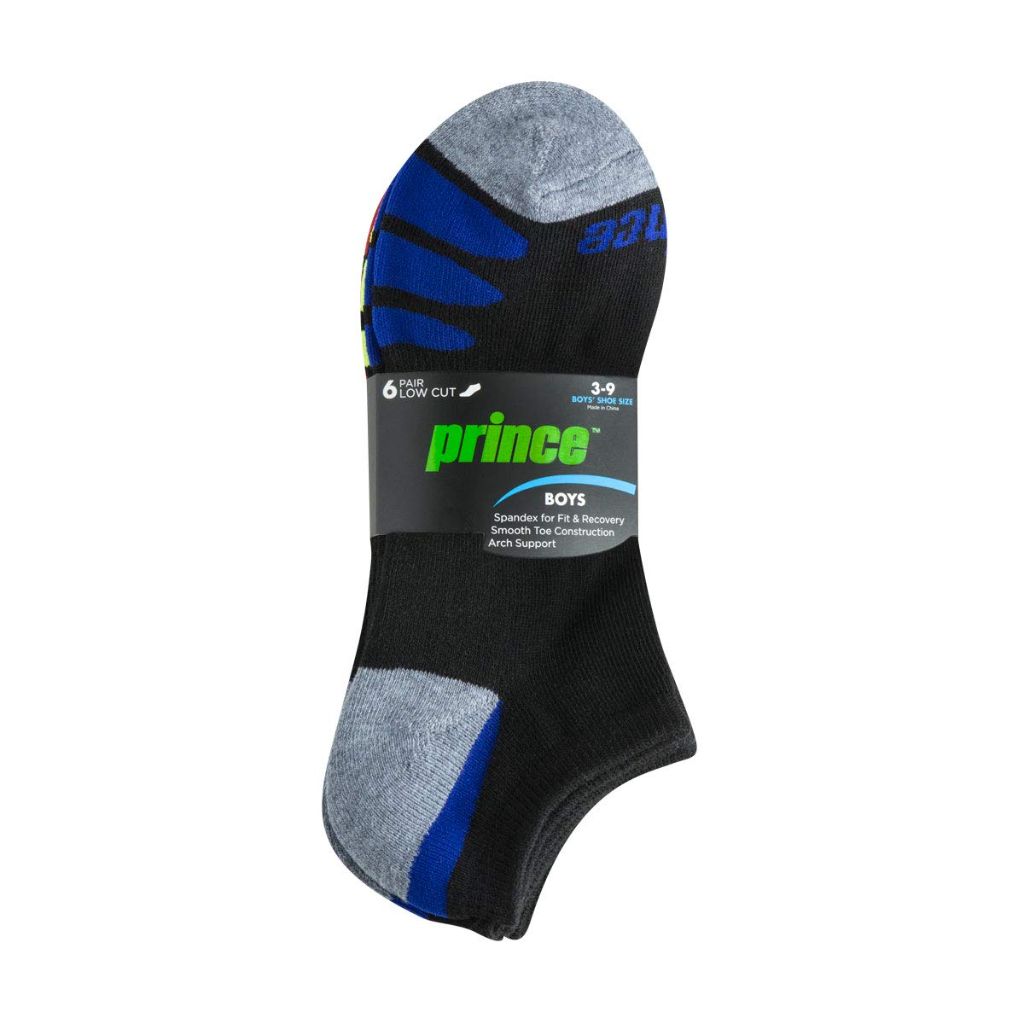 SZ 9-2.5 Prince Boys' Low Cut Athletic Ankle Socks for Active Kids  6 Pairs