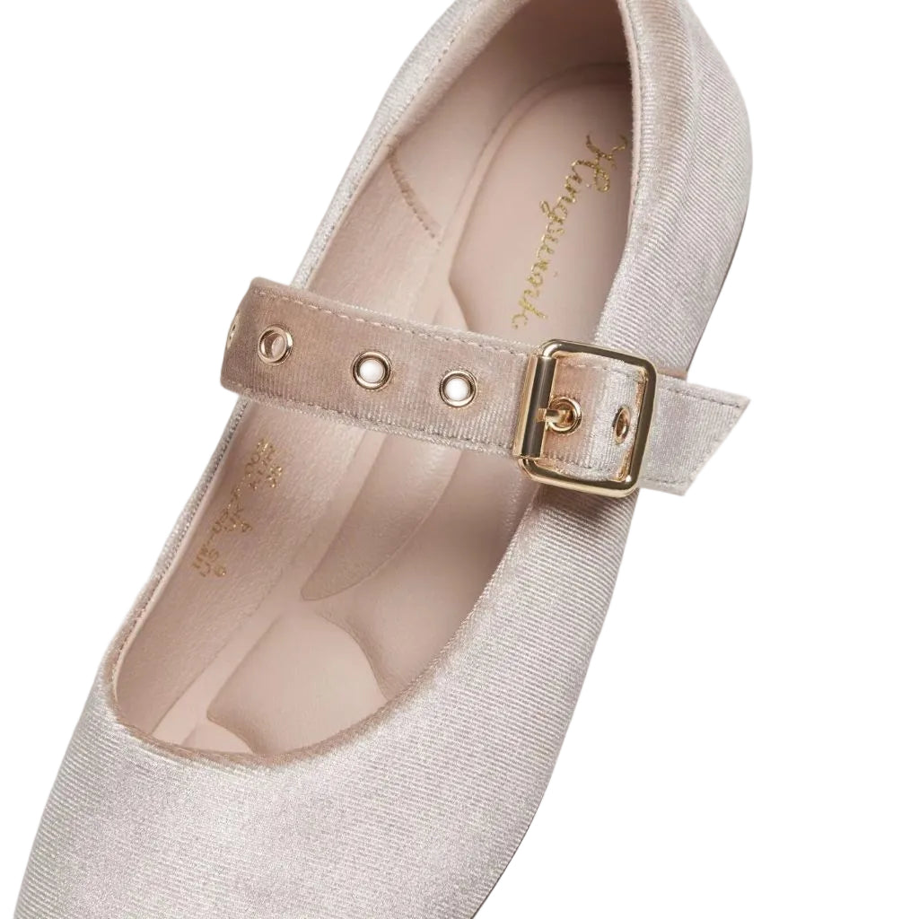 Hingswink Apricot Mary Jane Shoes Women Ballet Flats with Strap Buckle Closed Toe MaryJanes Shoes Ballerina Flats for Women Dressy Comfortable, VelvetApricot6