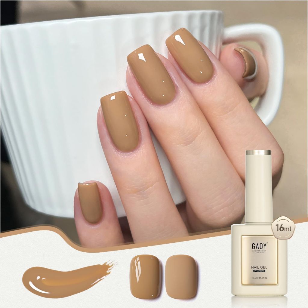 GAOY Brown Gel Nail Polish, 16ml Sheer Translucent Netural Soak Off - 3013 Milk Coffee