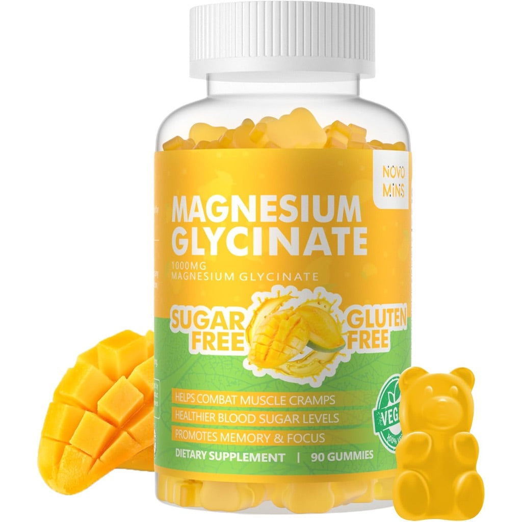 Novomins Magnesium Glycinate Gummies 1000mg - Sugar Free Mango Pineapple, 90ct