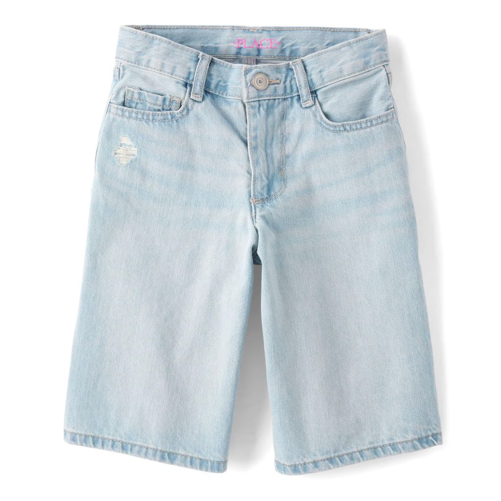 SZ 6, The Children's Place, Girls, Denim Midi Shorts, Maddie Wash