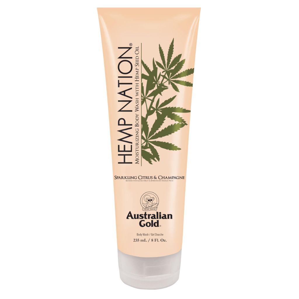 Australian Gold Hemp Nation Sparkling Citrus & Champagne Bundle - Tan Extender Body Lotion (18 FL Oz) & Body Wash (8 FL Oz), Effervescent Orange, Grapefruit & French Wine Extract, Pure Hemp Seed Oil