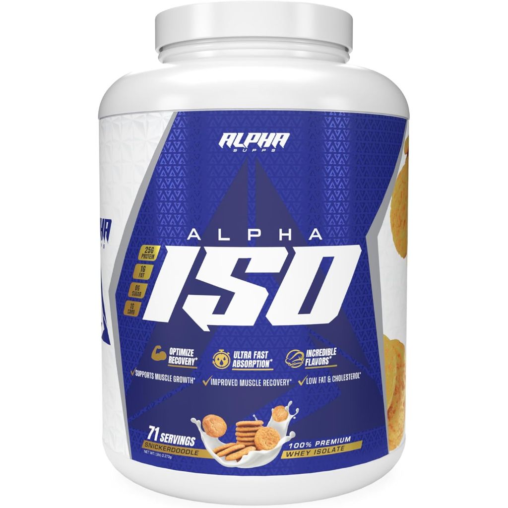 Alpha Supps ISO Whey Isolate Protein Powder, Snicker Doodle, 5lb (71 Servings)