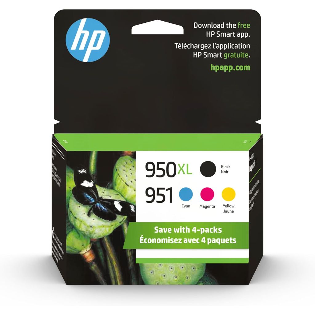HP 950XL Black + 951 Cyan, Magenta, Yellow Ink (Black XL + CMY) | Works with HP OfficeJet 8600 | HP OfficeJet Pro 251dw, 276dw, 8100, 8610, 8615, 8620, 8625, 8630 | C2P01FN