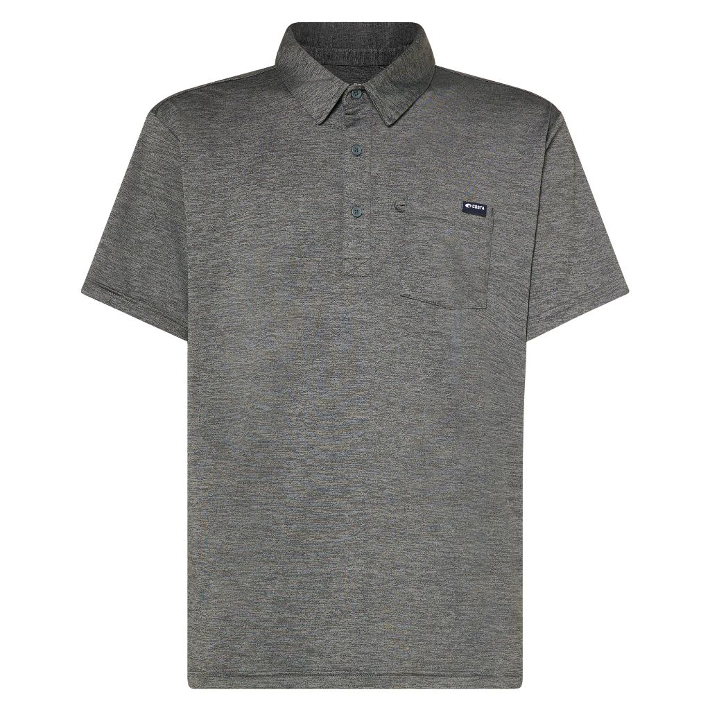 Costa Del Mar Mens Short Sleeve Voyager Polo Shirt, Shark Gray Heather, Medium