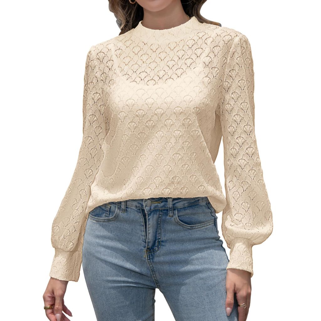 Womens Long Sleeve Shirts Dressy Lace Tops Business Casual XL