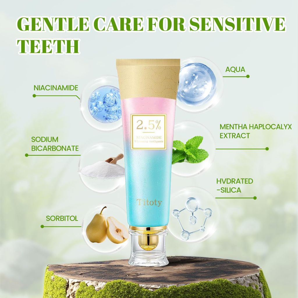 2.5% Niacinamide Whitening Toothpaste, Clean Mint Flavor - 100g (2pk)