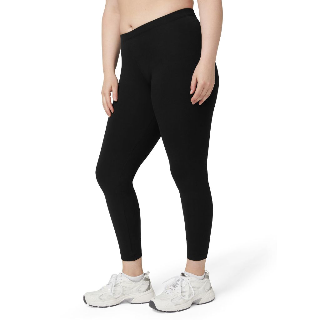 No nonsense Women's Leggings - Soft Cotton Feel, Comfortable & Perfect for Layering, Gentle Elastic Waistband - Black - XX-Large