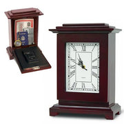 Mantle Clock - Magnetically Latched Key Lock, Hidden Compartment, Diversion Safe (JB6874) - Brown Walnut Finish