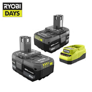 Ryobi ONE+ 18V Lithium-Ion 4.0 Ah Battery (2-Pack) and Charger Kit