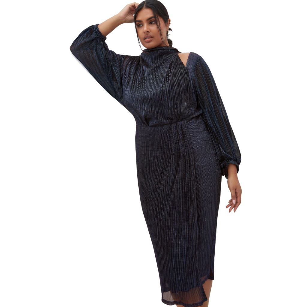 City Chic Women's Plus Size Cocktail Dress - Jaylee Mesh Midi, 20 Midnight