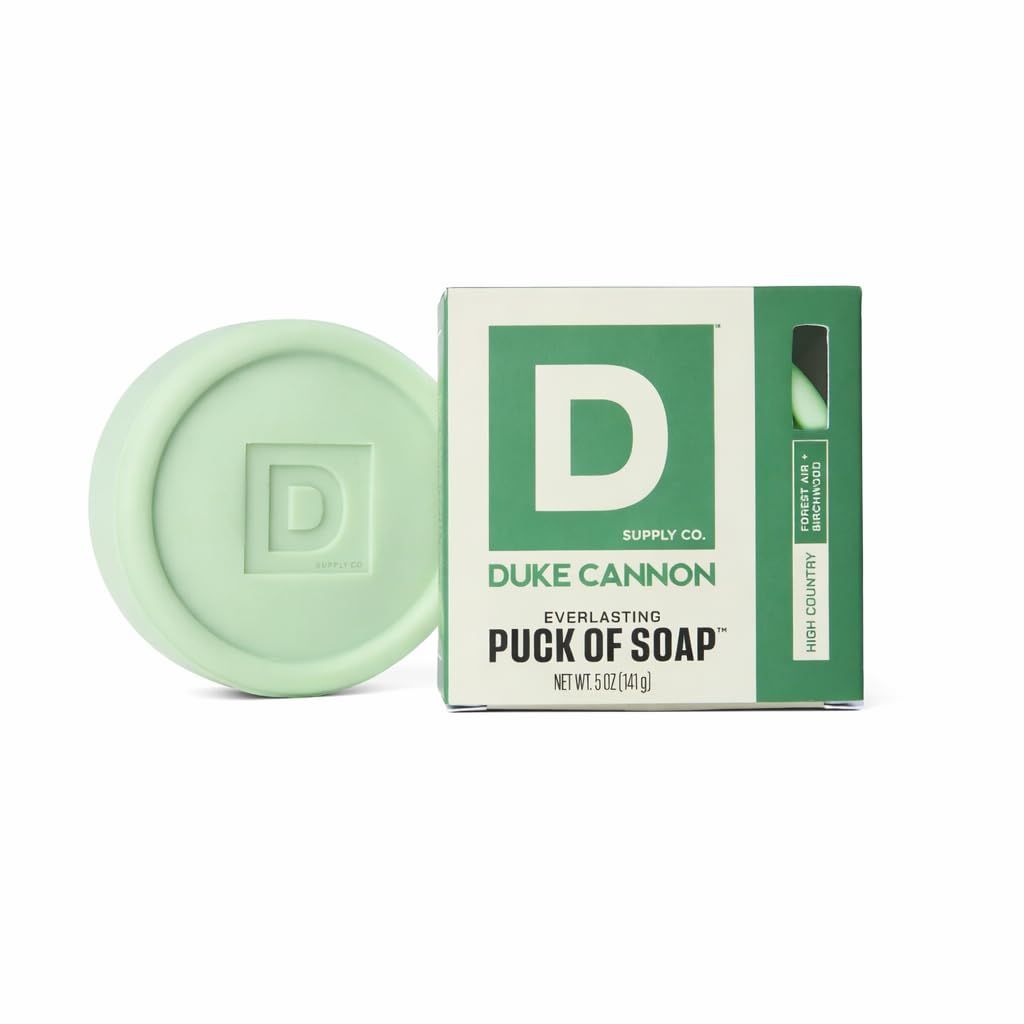 Duke Cannon Men’s Bar Soap, Everlasting Soap Puck – High Country Scent, Long-Lasting 5 oz