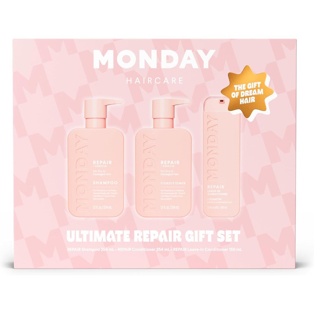 MONDAY Haircare Ultimate Repair Gift Set with Shampoo, Conditioner, & Leave-In Conditioner