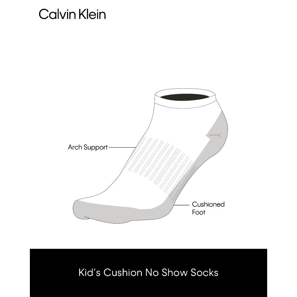 Calvin Klein Boys No Show Socks - 6 Packs, Size Medium, Black