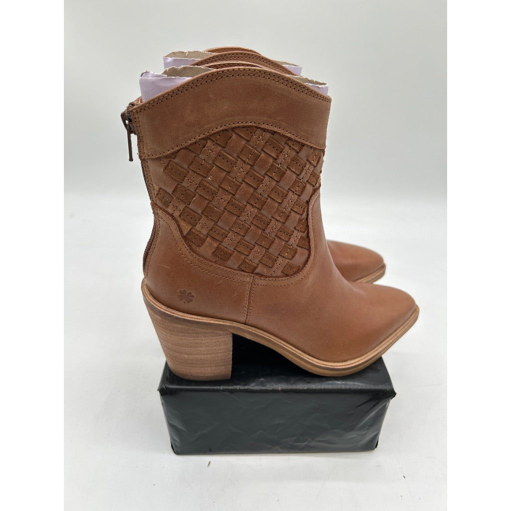 Lucky Brand Women's Aryleis Block-Heel Western Ankle Bootie, Cognac - Size 5.5