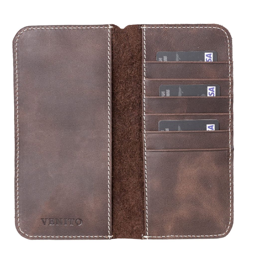 Venito Vasto 6,9 inch RFID Blocking Universal Phone Wallets (Coffee Brown)