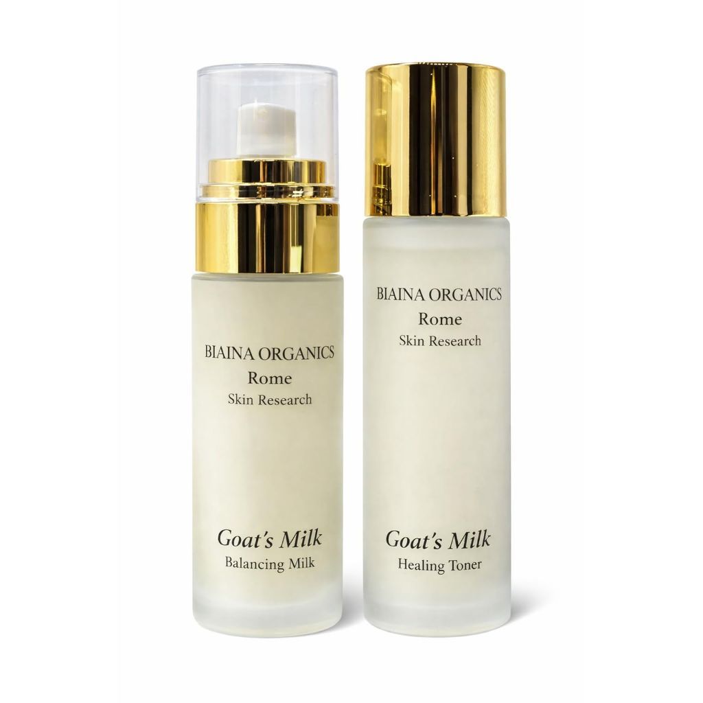 Biaina Organics Goat’s Milk Skincare Set – Hydrating Balancing Milk & Healing Toner Duo – 2 x 3.4 fl oz