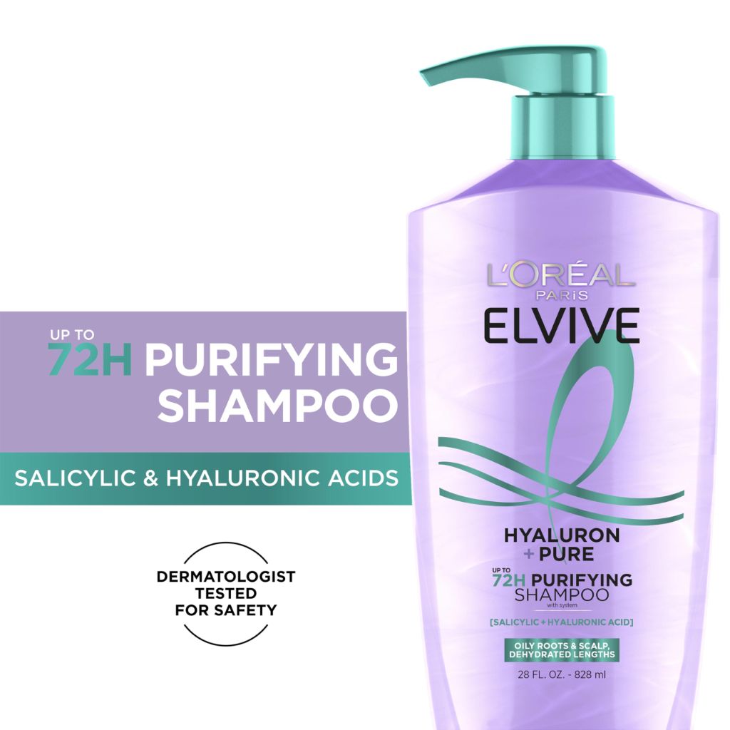 L'Oreal Paris Elvive Hyaluron + Pure Rehydrating Shampoo and Conditioner Set (28 fl oz each)