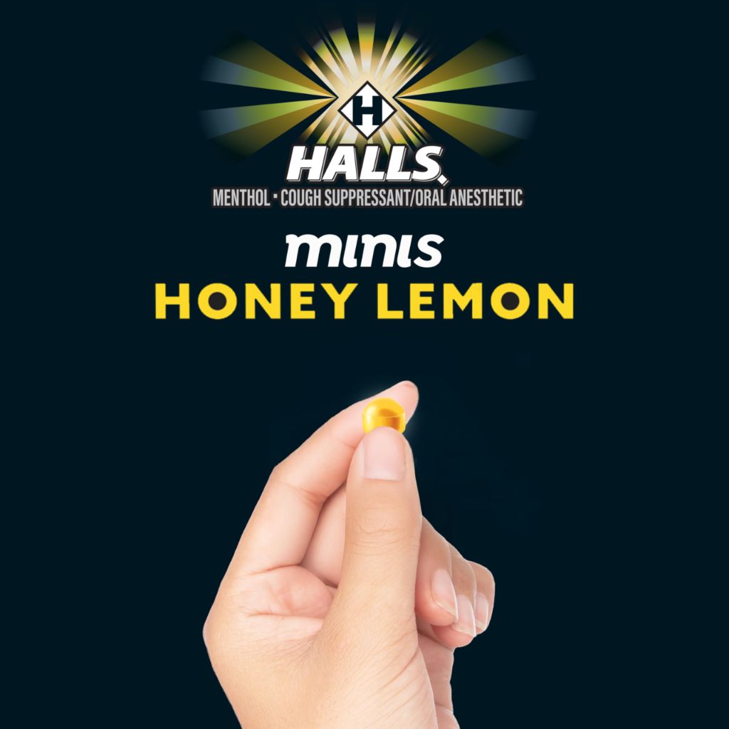 Halls Minis Honey Lemon Flavor Sugar Free Cough Drops - 48 Drops