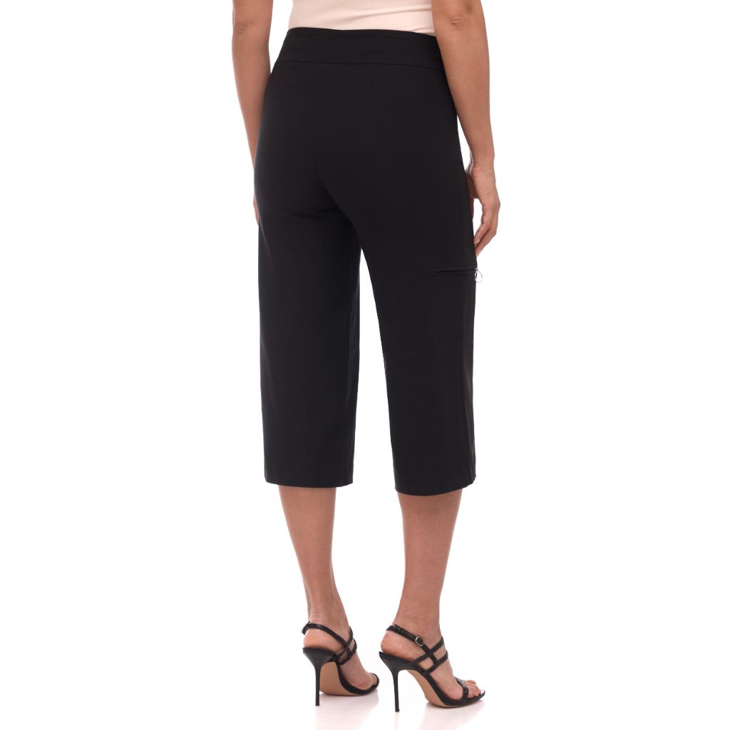 Rekucci Women's EcoCosy Comfort Modern Cargo Capri Pant (12, Black)