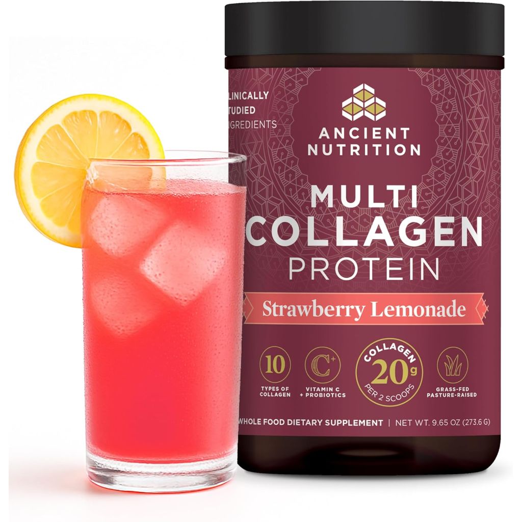 Ancient Nutrition Multi Collagen Protein Powder - Strawberry Lemonade, 24svgs.