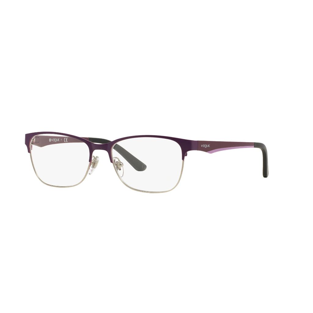 Vogue Eyewear Womens VO3940 Square Prescription Eyewear Frames, Top Brushed Plum/Silver/Demo Lens, 54 mm