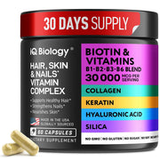 Biotin for Hair Growth Women & Men with Keratin, Collagen Complex 30000 mcg - 60 Pills